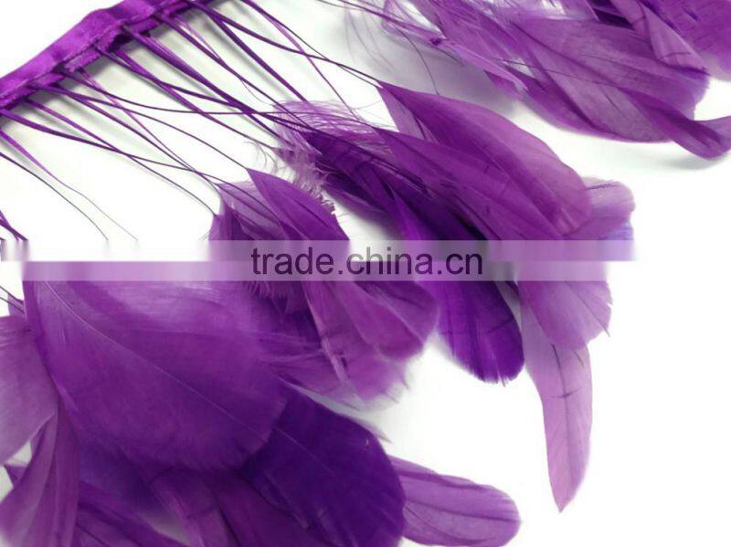 Stripped brown Coque Tails Fringe rooster feather trim