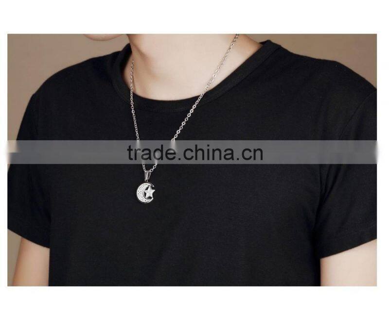 china top ten selling products 316L stainless steel silver plating moon star pendant for couples