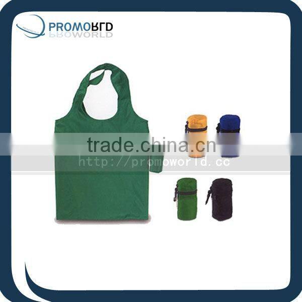 190 drawstring bag with leather corner polyester drawstring bag green color