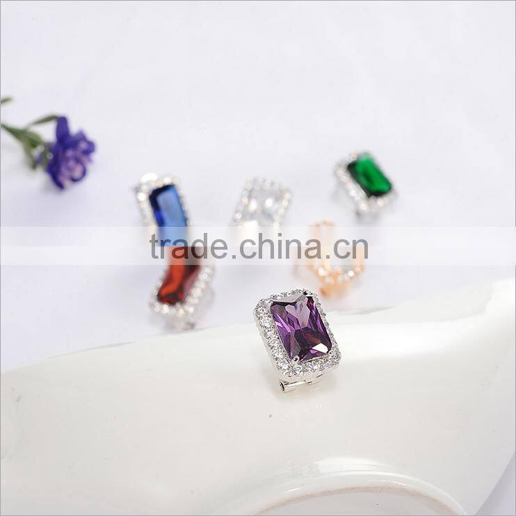 ED-57 Crystal Micro Paving Brass Material Top Quality White Gold Plated AAA Zircon Earring