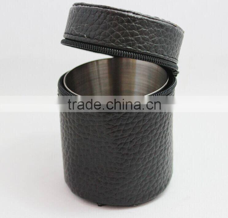 Savage 18/8 Stainless Steel Shot Glasses with Black Leather Case,1oz set of 4 pcs