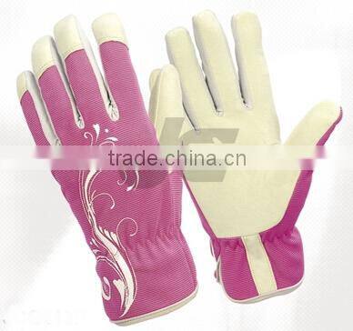 Hot garden glove, flower-pattern women work glove, safety equipment, imitation leather glove