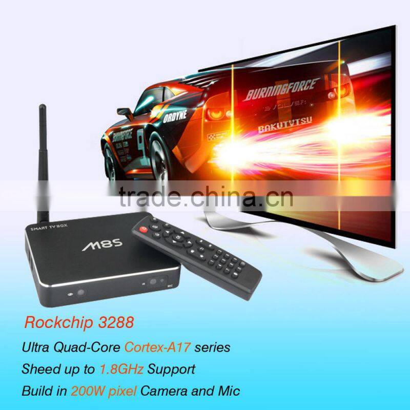 M8S RK3288 Quad core 4.4 full hd 1080p porn video android tv box 2G/16G bluetooth 4.0 and 2.0MP camera with remote control