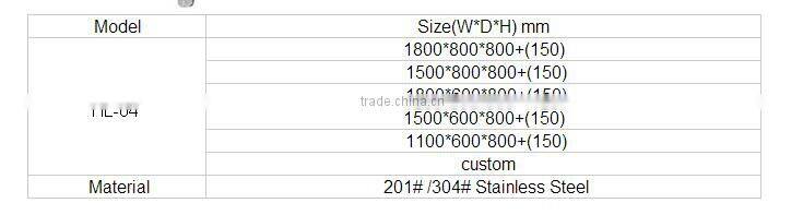 Affordable kitchen work tablet/restaurant stainless steel work bench/food prep kitchen worktable