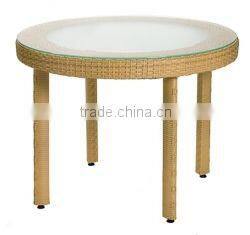 K/D version outdoor rattan table with glass top