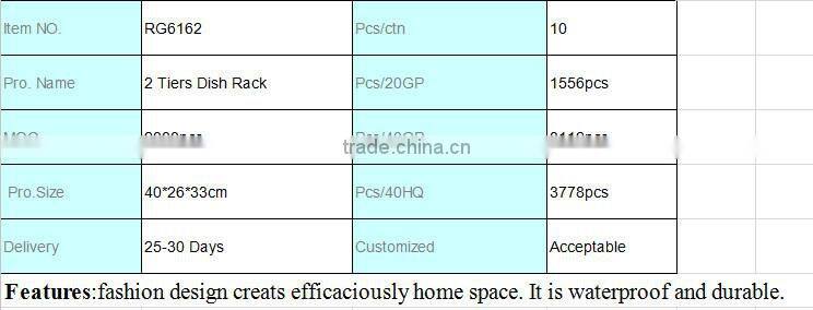 Modern Design 2 Tiers Wooden Panel Metal Dish Holder