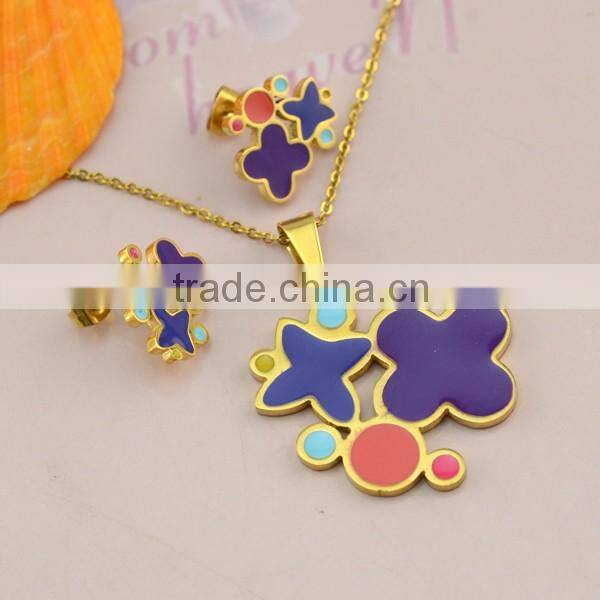 African Jewelry Set Nigerian Wedding Flower Shaped Stainless Steel Costume Jewelry Necklace And Earring Ring Jewelry Set