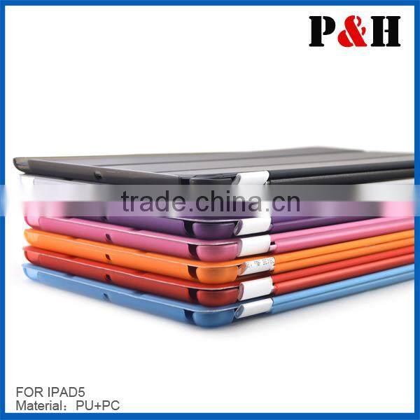 fashion stand high quality leather case for Ipad air with 4colors