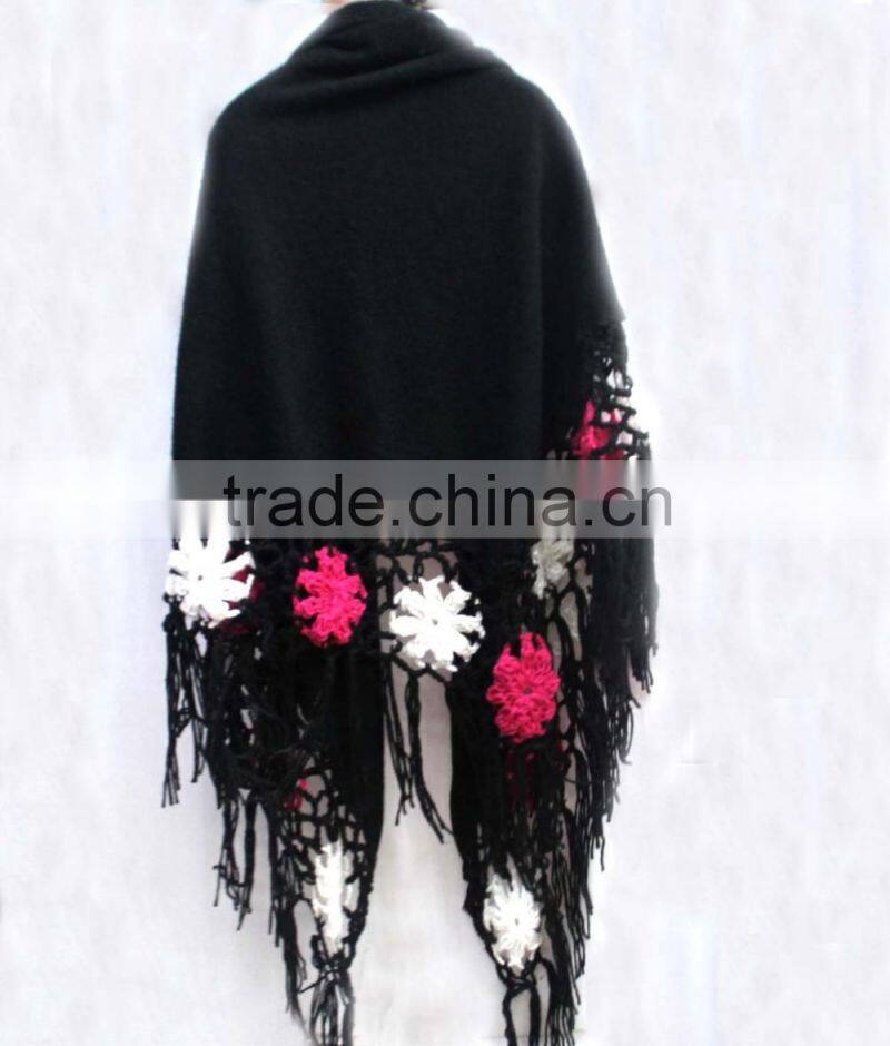 New style knitting ladies capes with flower