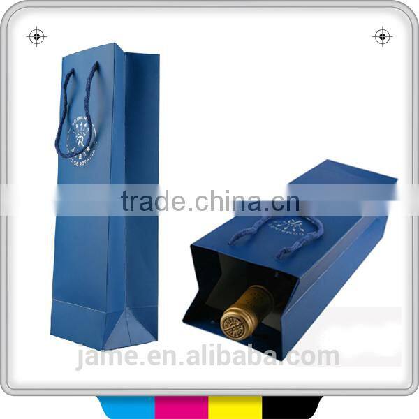 2014 gloss lamination brown wine paper bags with handles wholesale
