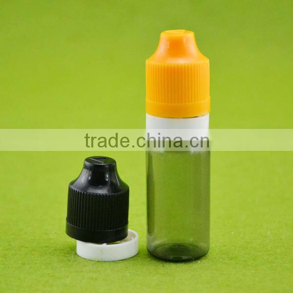 10ml PET e liquid bottle with childproof cap and long thin dropper tip