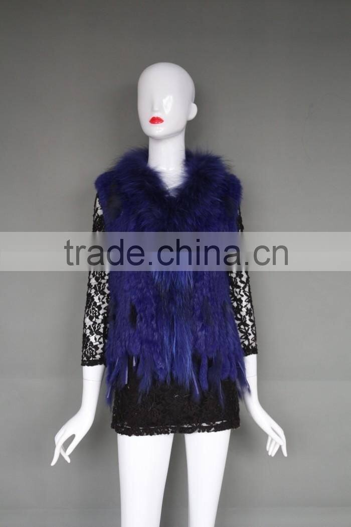 Natural Stylish Fashion Women's Knitted Genuine Rabbit Fur Vest