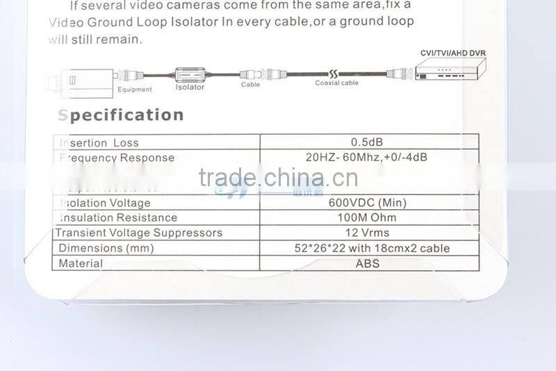 HD Coaxial Ground Loop Isolator HD CVI/AHD/TVI Video Balun BNC Male to Female Anti-jamming