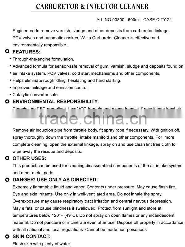 WILITA Car Fuel Injector and carburetor cleaner