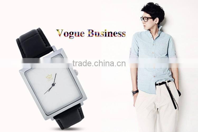 Top selling time display slim stone waterproof black genuine leather quartz couple watch Y017