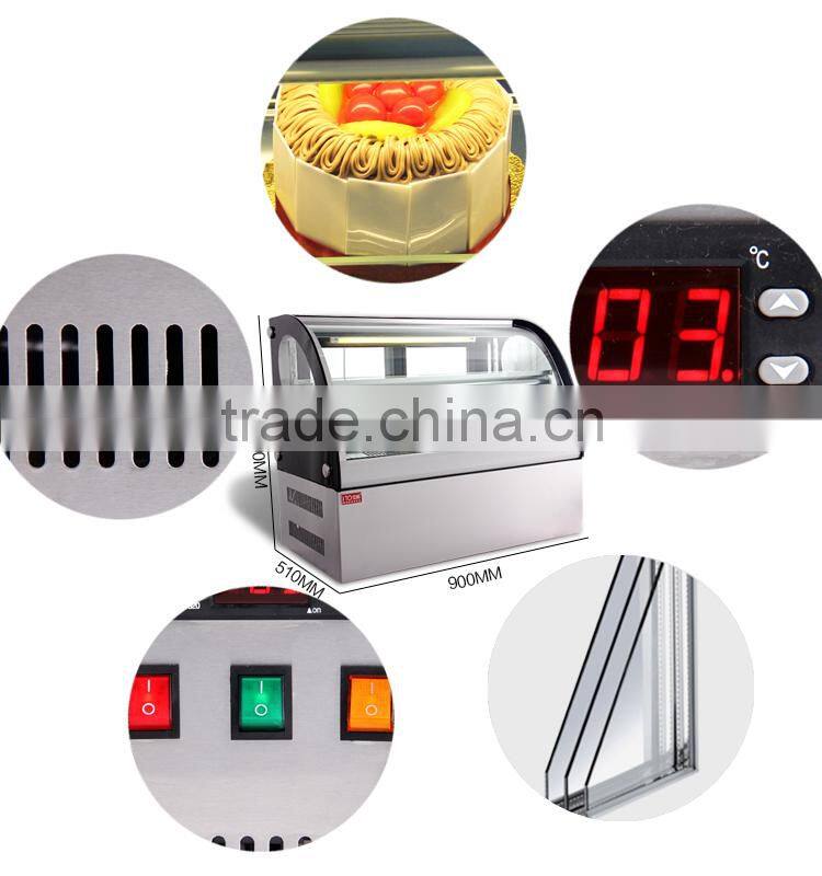 RI-900 Curved Glass Cake Display Refrigerator Bakery Showcase