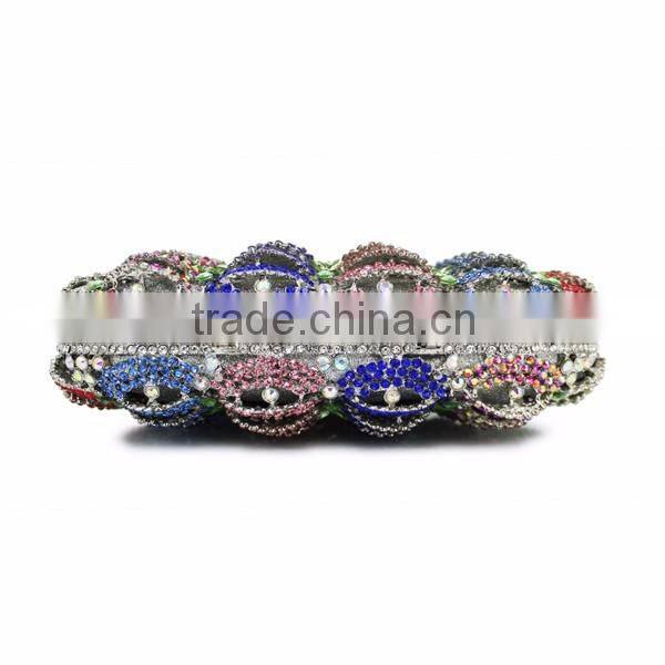 Newest colorful pumpkin design hard case crystal clutch purse woman handbag (8792A-C2)