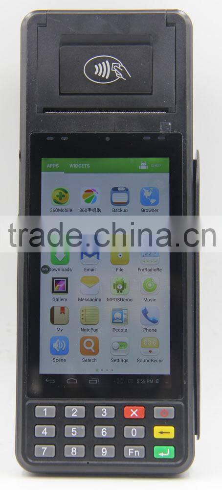 Portable Android OS POS Terminal with WiFi,Bluetooth,IC Card Reader,RFID Reader,Fingerprint,Camera