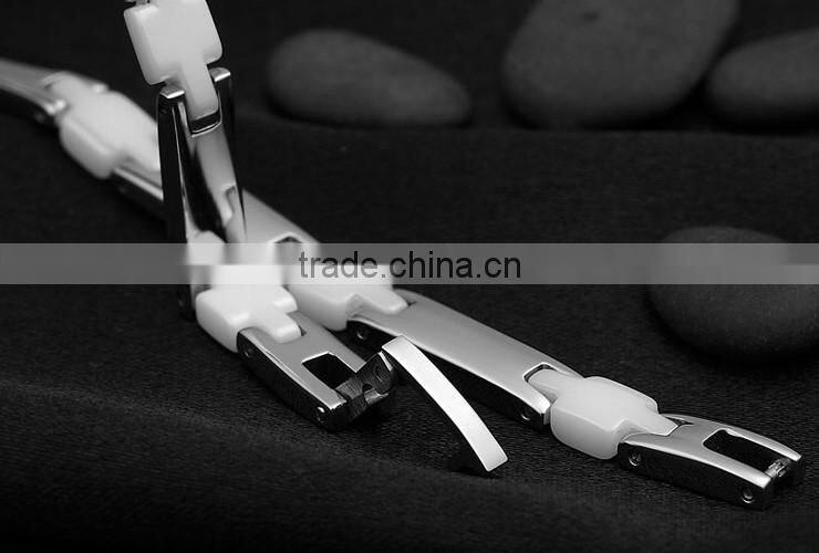 Magnetic link powerd bracelet for woman's stainless steel with magnets ,germanium,negative ion