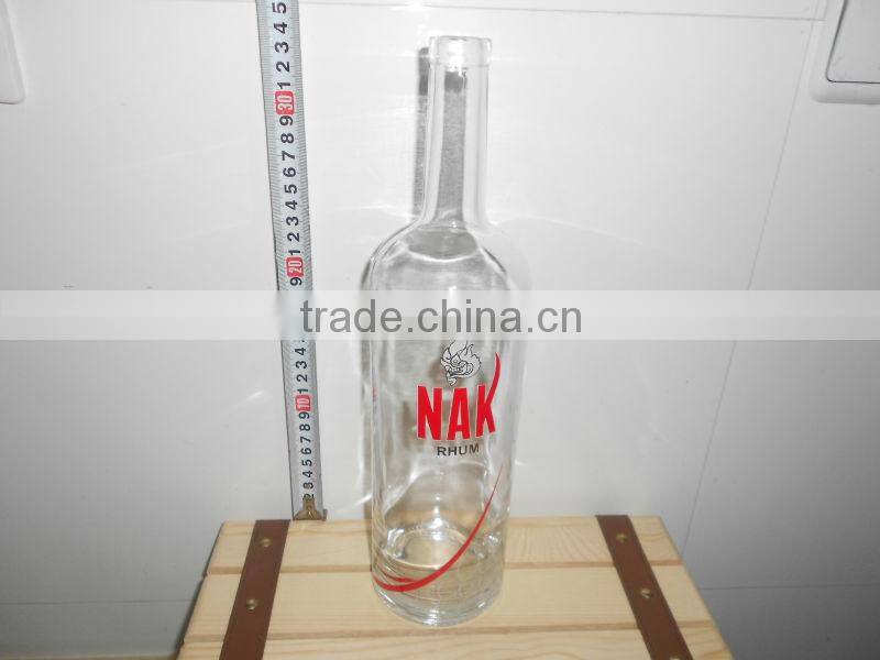 750ml clear glass rum bottle and vodka bottle with cork