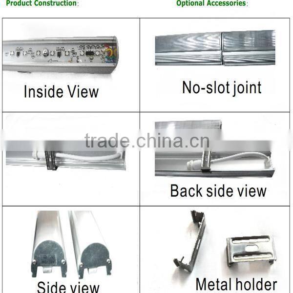 colorfull rgb led dmx aluminum lighting tube