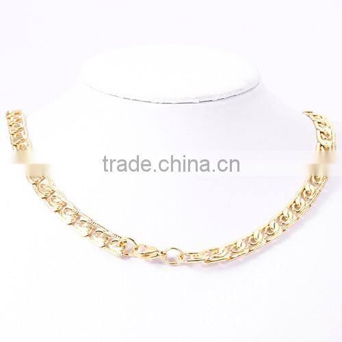18k gold plated stainless steel 3mm wide small body chain necklace and bracelet sets for men
