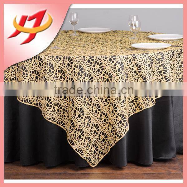 cheap round or square wedding embroidered gold sequin glitter table overlays