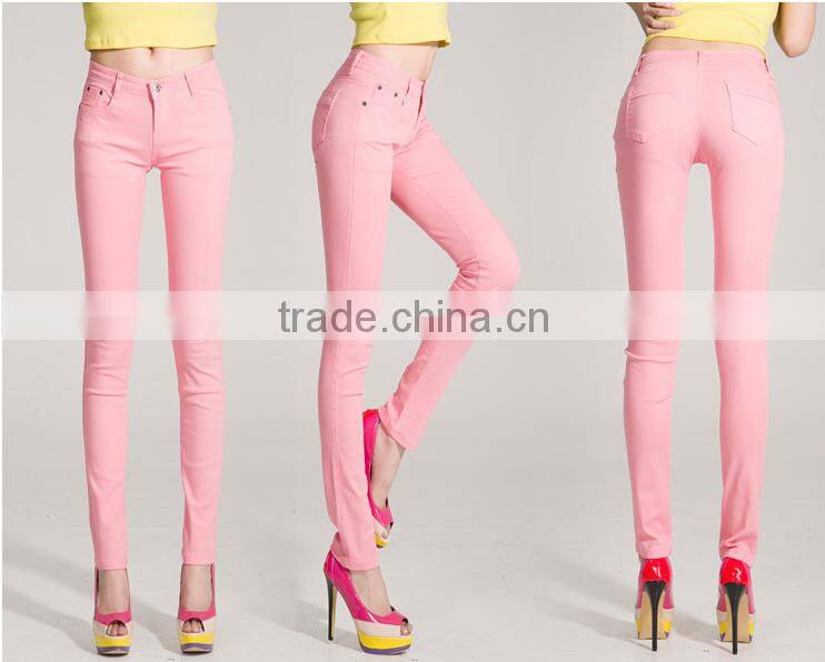 The new Models of color candy colored jeans female feet pencil pants trousers