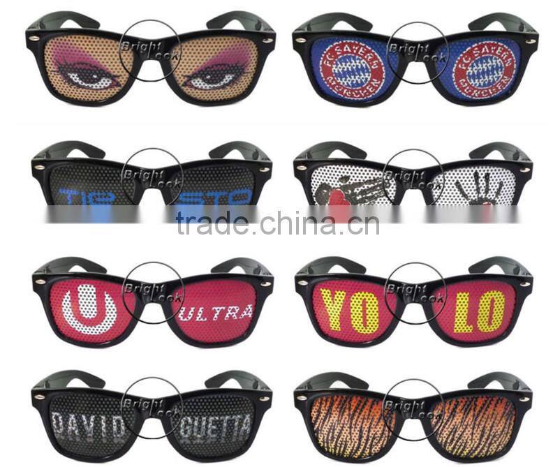 2014 custom logo sunglasses ,wholesale custom logo sunglasses with pinhole sticker
