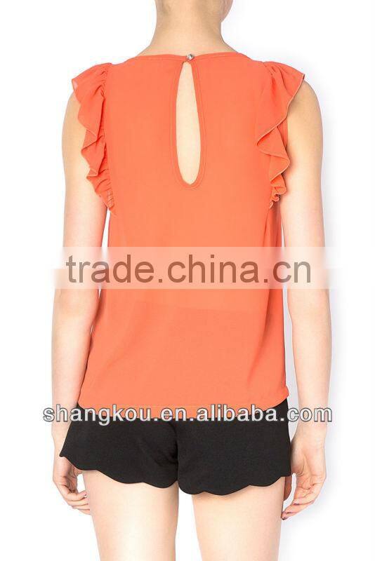 Ruffle Sleeve Korean Style Stylish Tops For Women 2016