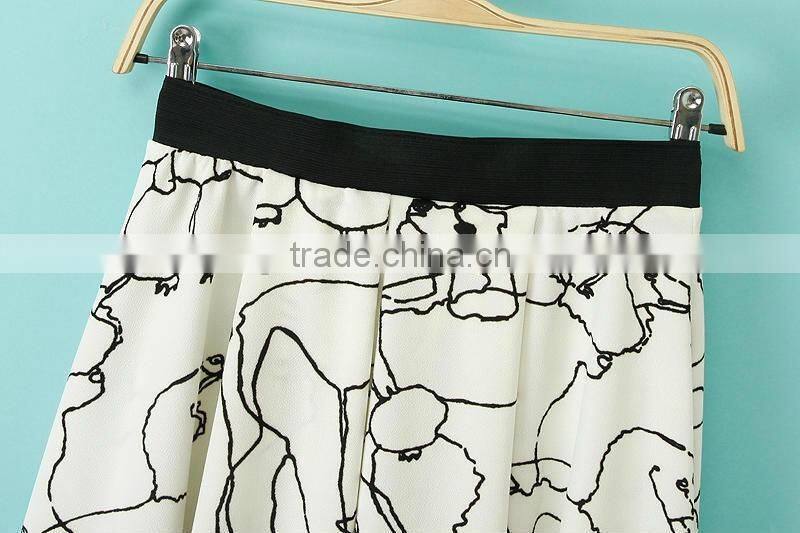 Floral Print Tutu Skirt Women Bottom A Line Latest Lady Chiffon Wrinkle Skirt