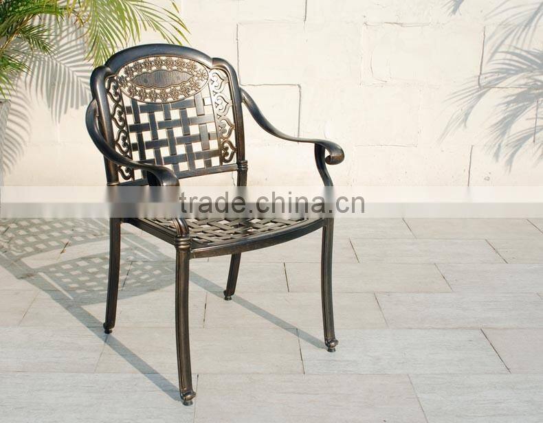 2016 New Design Cast Aluminum 5-Piece Dining Set with Seat Cushions and Round Dining Table, Antique Bronze Finish