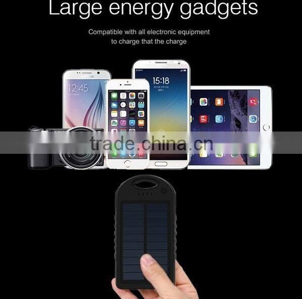 2016 Hotsale Waterproof Solar Power Bank 5000mAh, Portable Solar Charger