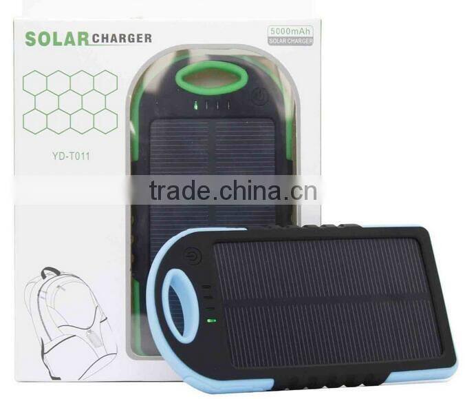2016 Hotsale Waterproof Solar Power Bank 5000mAh, Portable Solar Charger
