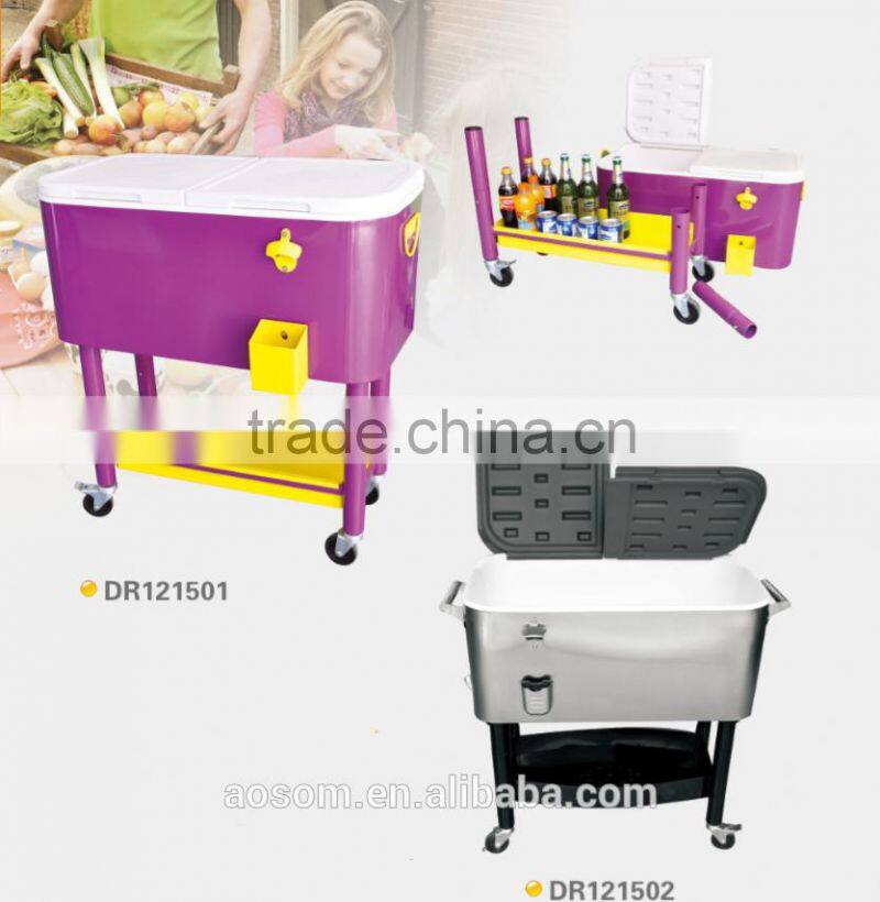 80QT Removable Rolling Ice Chest Patio Party Drink Beverage Cooler Cart