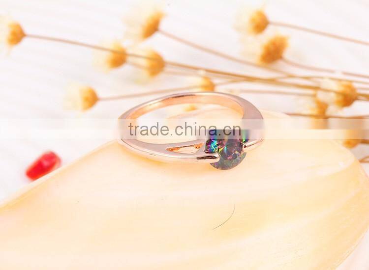 O rings 18k gold plated with color zircon gold ring