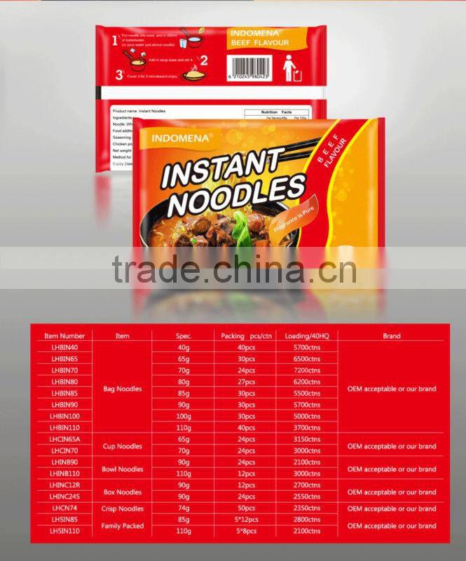 65g Fried Beef Flavor Instant Noodle Ingredient