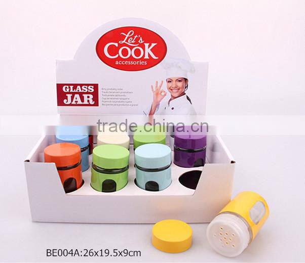 glass spice jar with metal coating in a display box