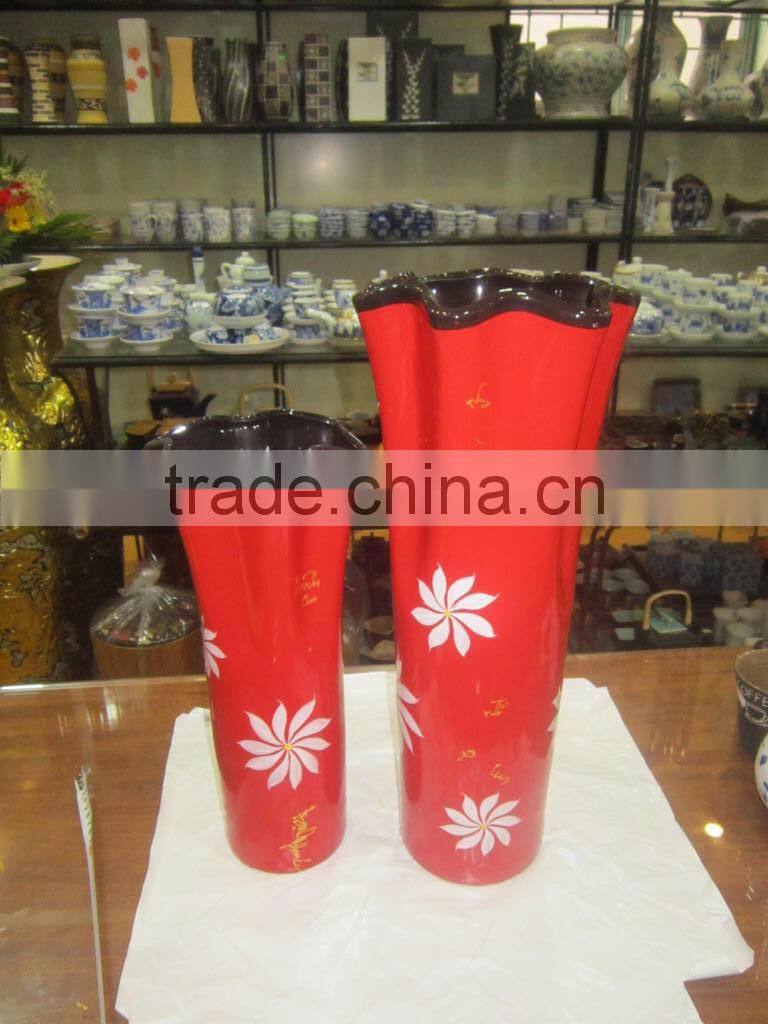 Vietnam ceramic home vase, set of 2 red ceramic vase, price wholesale