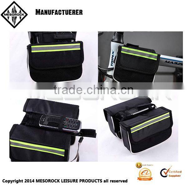 Mountain Bike Saddle Bicycle Front Tube Bag Pouch Cycling Frame Pannier 2 sides Pack