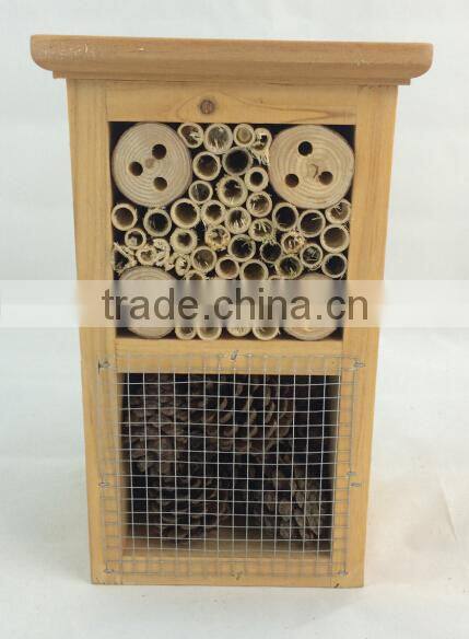 FSC wooden garden hanging bee insect hotel Wooden Insect Bee house