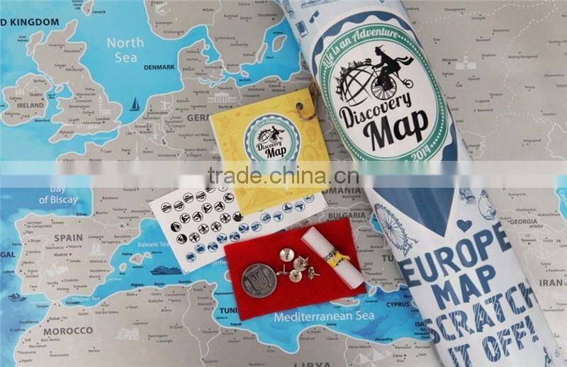 Detailed Europe Map with Scratch off Stickers Large Size Tube Packaging AMA-15