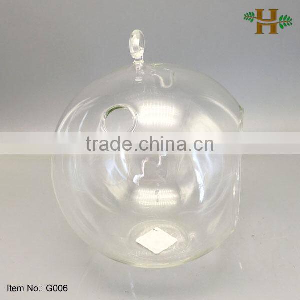 Hebei Factory Clear Glass Candle Holder Hanging Ball