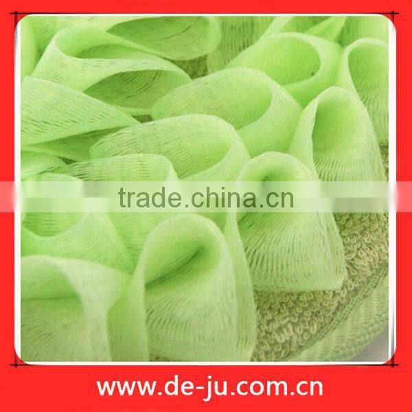 Oval Pad Green PE Mesh Natural Loofah Back Scrubber