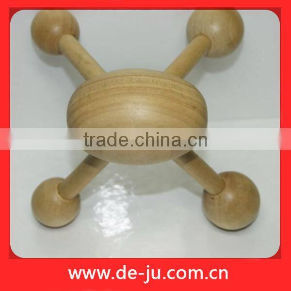 Foot Arm Massager Small Ball Handle Four Wheels Wooden Small Leg Scrubber