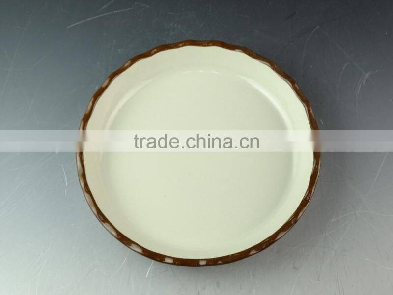 Stocklot hot sale round shape glazed ceramic bakeware