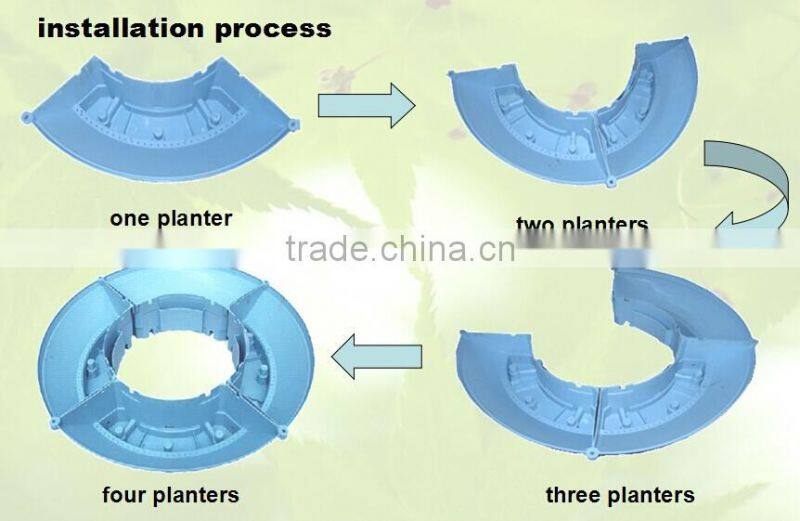 Plastic flower pots for lamp pole greening pots , planters for light pole decoration planter