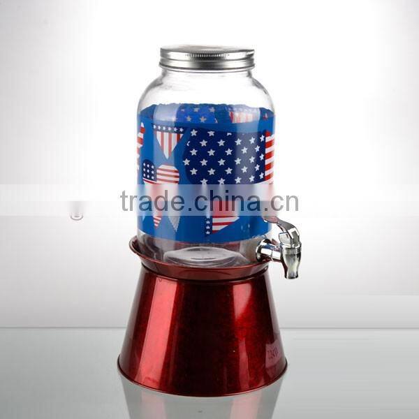 266oz cheap clear machine made dispenser with metal s'tand