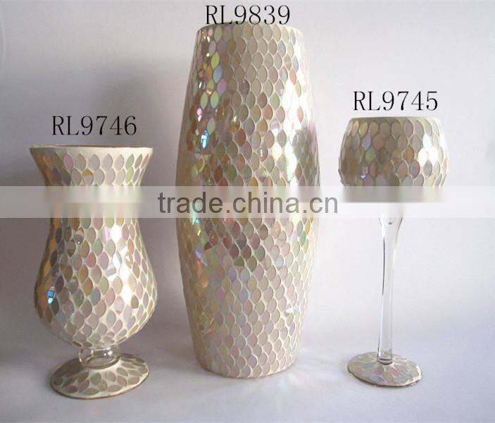 Elegant Mosaic Decorative Long Stem Vases
