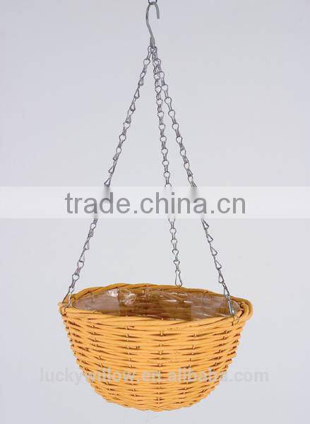 Natural garden wicker hanging flower baskets